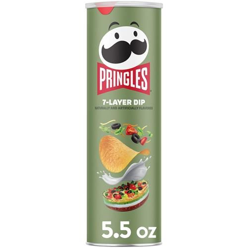 Pringles Potato Crisps Chips, Lunch Snacks, On-The-Go Snacks, 7-Layer Dip, 5.5Oz Can (1 Can)?