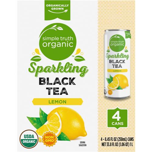 Simple Truth Organic Sparkling Lemon Black Tea 4 cans / 8.45 fl oz