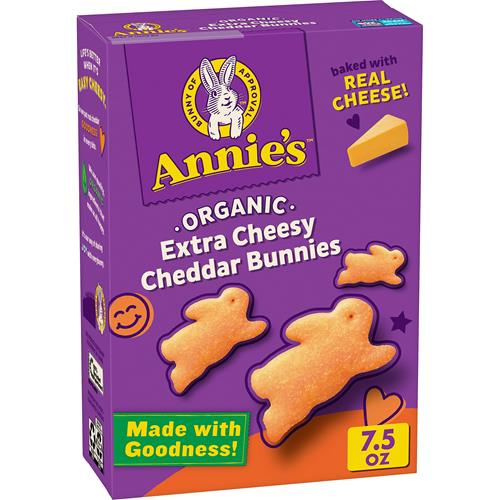 Annies Organic Cheddar Bunnies Snack Crackers, Extra Cheddar, Baked With Real Cheese, 7.5 Oz