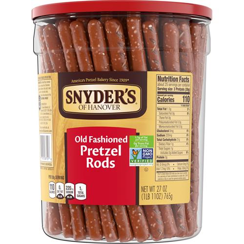 Snyders Of Hanover, Old Fashioned Pretzel Rods, 27 Oz Canister