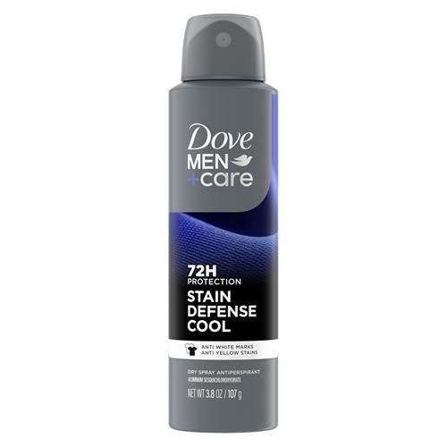 Dove Men+Care Antiperspirant Deodorant Stain Defense Cool Dry Spray For Men Anti-White Marks & Yellow Stains, 72-Hour Sweat And Odor Protection With Triple Defense Technology 3.8 Oz