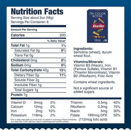 Barilla Tri-Color Rotini Pasta, 12 Oz. Box - Non-Gmo Pasta Made With Durum Wheat Semolina - Kosher Certified Pasta