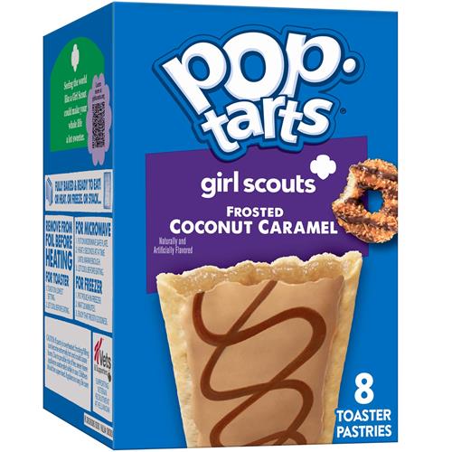 Pop-Tarts Girl Scout Toaster Pastries, Breakfast Foods, Kids Snacks, Frosted Coconut Caramel, 13.5Oz Box (8 Pop-Tarts)