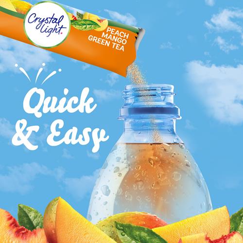 Crystal Light Peach Mango Green Tea Naturally Flavored Powdered Drink Mix, 10 Ct On-The-Go-Packets