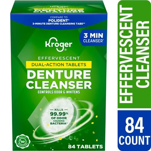 Kroger Antibacterial Denture Cleanser Three Minute Effervescent Tablets 84 count