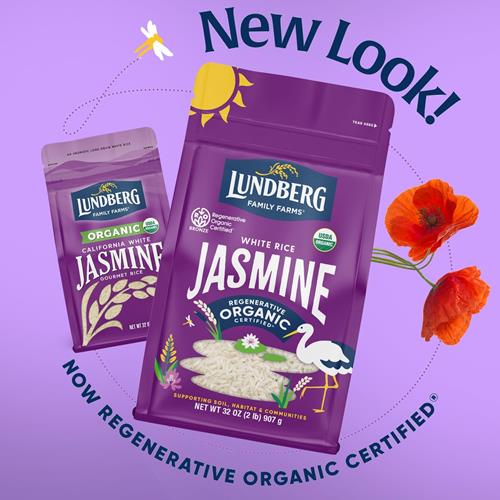 Lundberg Jasmine Rice, Regenerative Organic Certified – Non-Sticky, Aromatic Long-Grain White Rice, Responsibly Grown In California, 32 Oz