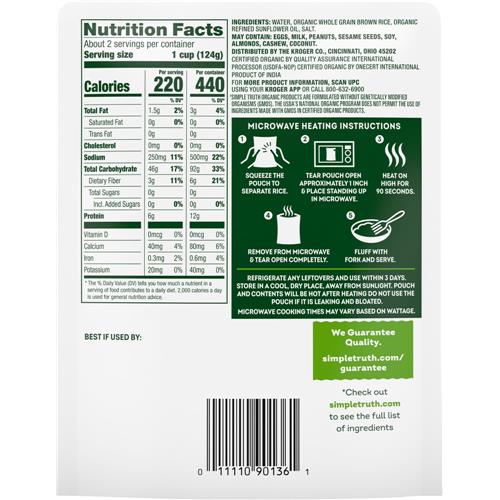 Simple Truth Organic 90 Second 100% Whole Grain Brown Rice 8.8 oz