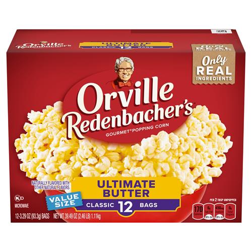 Orville Redenbachers Microwave Popcorn, Ultimate Butter Flavor, 3.29 Oz., 12-Count