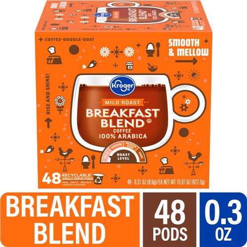 Kroger Mild Roast Breakfast Blend Coffee Pods 48 ct