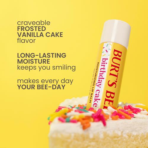 Burts Bees Birthday Cake Lip Balm, Tint-Free, Natural Origin Lip Care, 1 Tube, 0.15 Oz.