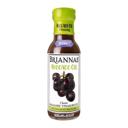 Briannas - Avocado Oil Balsamic Vinaigrette Dressing - Nutrient Rich, Keto Friendly, Vegan Salad Dressing Made With 100% Avocado Oil - 10 Oz. Bottle