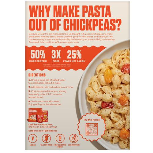 Banza Shells Pasta From Chickpeas - Gluten Free, High Protein, And Lower Carb Protein Shells Chickpea Pasta - 8Oz