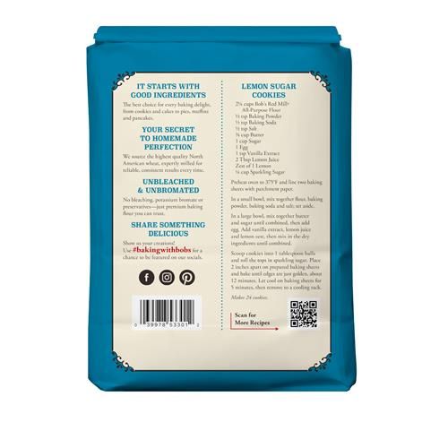 Bobs Red Mill Unbleached All Purpose Flour, 5Lb (Pack Of 1) - Organic, Vegan, Kosher