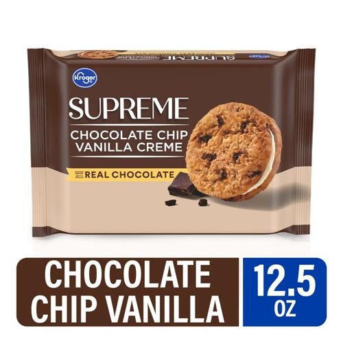 Kroger Supreme Chocolate Chip Vanilla Creme Sandwich Cookies 12.5 oz