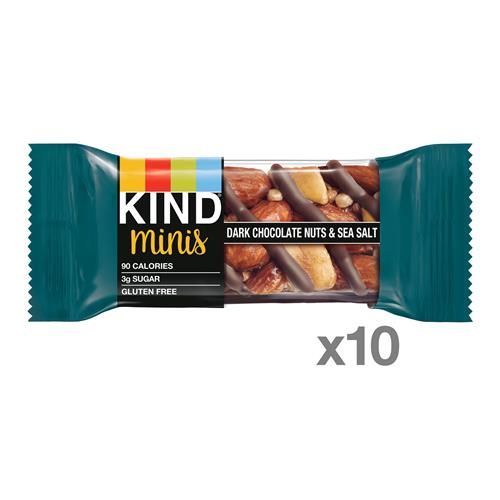 Kind Minis, Dark Chocolate Nuts & Sea Salt, Healthy Snacks, Gluten Free, Low Calorie Snacks, Low Sugar, 10 Count