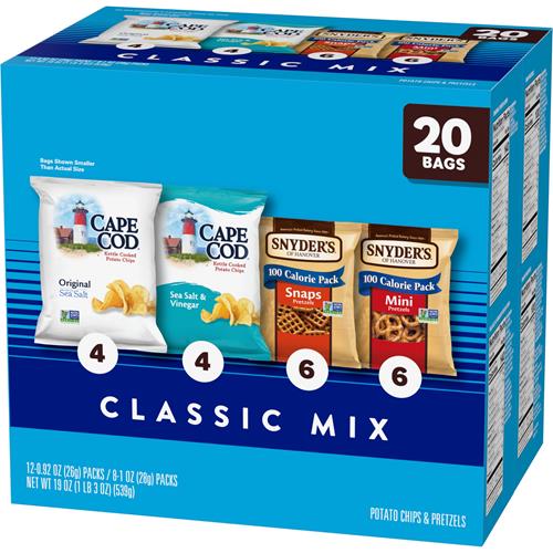 Snyders Of Hanover And Cape Cod Classic Mix Variety Pack, 20 Count Snack Bags