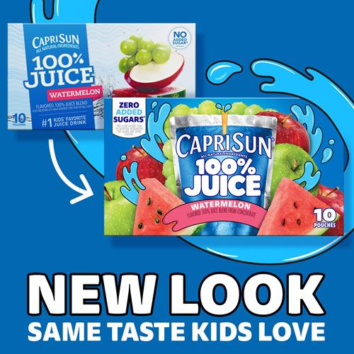 Capri Sun Watermelon Flavored 100% Juice Blend From Concentrate With Added Ingredients And Other Natural Flavor 10 Ct Box, 6 Fl Oz Pouches