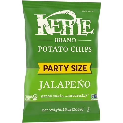 Kettle Brand Potato Chips, Jalapeno Kettle Chips, Party Size, 13 Oz