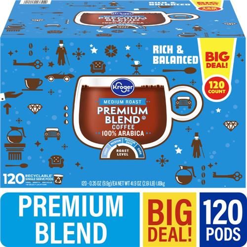 Kroger Premium Blend Medium Roast Coffee Pods 120 ct