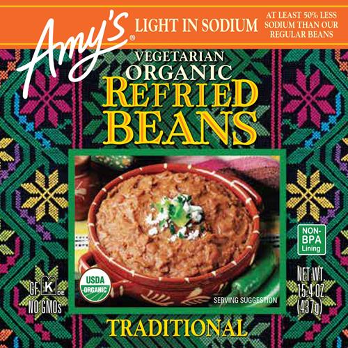Amys Organic Refried Beans Canned, Traditional Beans Light In Sodium, Vegan. Gluten Free And Vegetarian, 15.4 Oz
