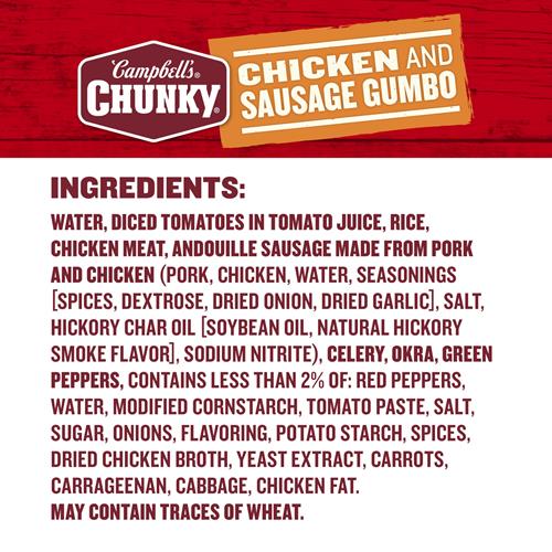 Campbells Chunky Soup, Chicken And Sausage Gumbo, 18.8 Oz Can