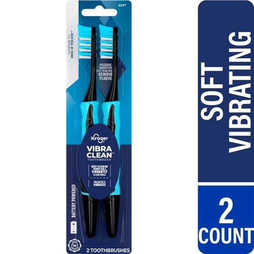 Kroger VibraClean Deep Cleaning Toothbrush with Medium Bristles 2 count