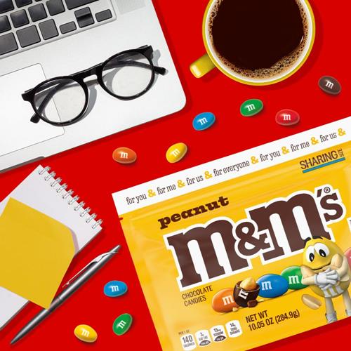 M&Ms Peanut Milk Chocolate, Sharing Size, 10.05 Oz Resealable Bag