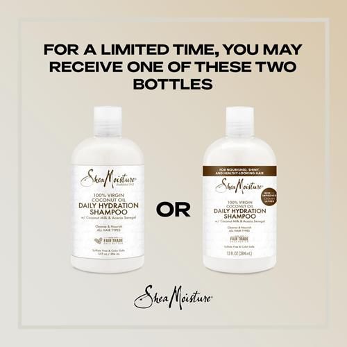 Sheamoisture Daily Hydration Shampoo 100% Virgin Coconut Oil For All Hair Types Sulfate-Free 13 Oz