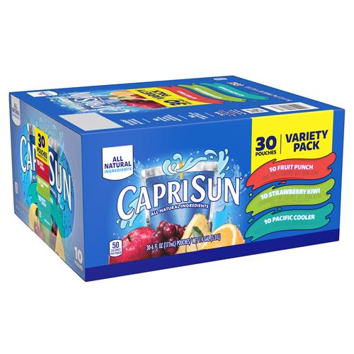 Capri Sun Fruit Punch, Strawberry Kiwi And Pacific Cooler Flavored Juice Drink Blend Variety Pack, 30 Ct Box, 6 Fl Oz Pouches