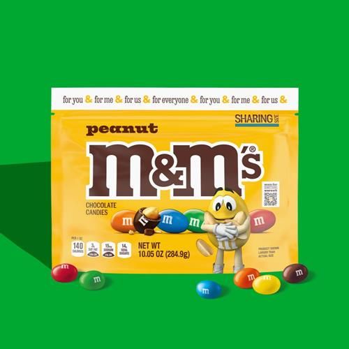M&Ms Peanut Milk Chocolate, Sharing Size, 10.05 Oz Resealable Bag