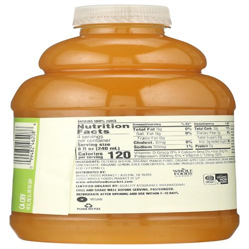 Whole Foods Market Juice Mango Apple Orange Baobab Organic, 32 Fl Oz
