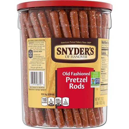 Snyders Of Hanover, Old Fashioned Pretzel Rods, 27 Oz Canister