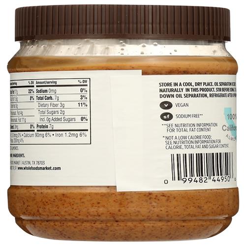 Whole Foods Market, Almond Butter Creamy, 16 Oz