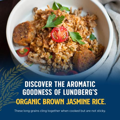 Lundberg Organic Jasmine Brown Rice – Long-Grain, Fluffy & Aromatic, Responsibly Grown In California, 32 Oz