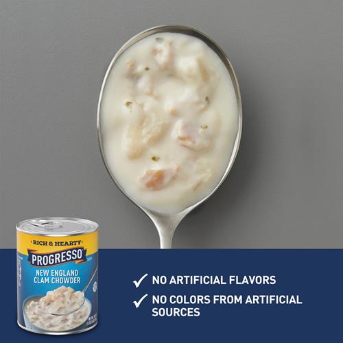 Progresso New England Clam Chowder Soup, Rich & Hearty Canned Soup, Gluten Free, 18.5 Oz
