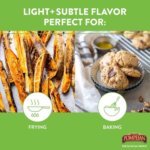 Pompeian Light Taste Olive Oil, Subtle Flavor, Perfect For Frying & Baking, Naturally Gluten Free, Non-Allergenic, Non-Gmo, 16 Fl. Oz.