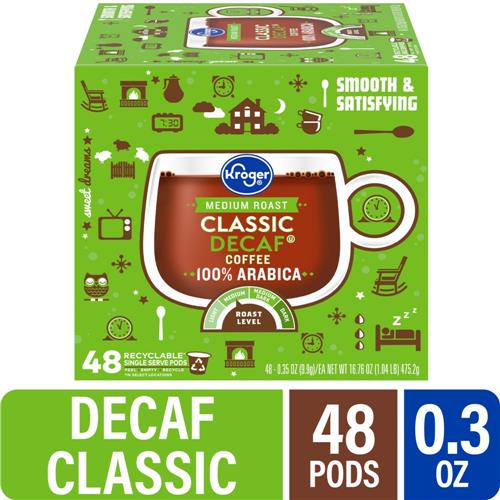 Kroger Decaf Classic Medium Roast Coffee Pods 48 ct
