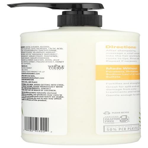 Whole Foods Market Strength & Vitality Conditioner With Royal Jelly, Honey & Propolis Extracts, Coconut & Honey Scent, 32 Fl Oz