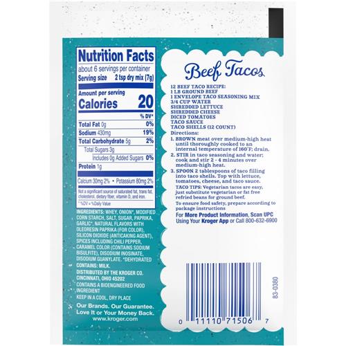 Kroger Mild Taco Seasoning 1.5 oz