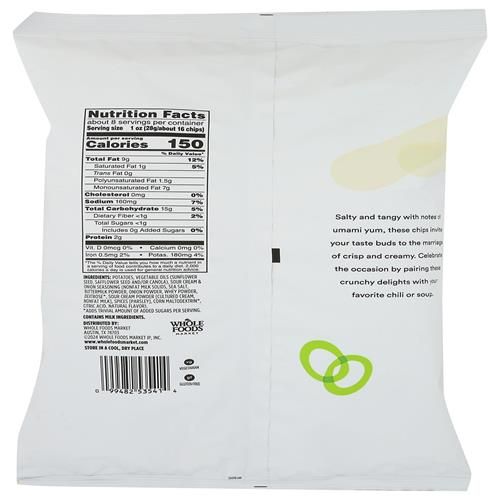 Whole Foods Market Potato Chips Sour Cream & Onion, 8 Ounce