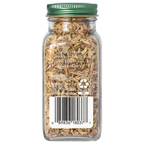 Simply Organic Whole Fennel Seed, 16-Ounce Bulk, Mild Sweet Flavor, Aromatic, Reminiscent Of Licorice, Kosher