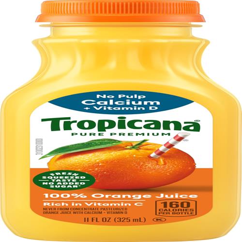 Tropicana Pure Premium 100% Orange Juice Original, Calcium + Vitamin D, 11 Fl Oz Bottle