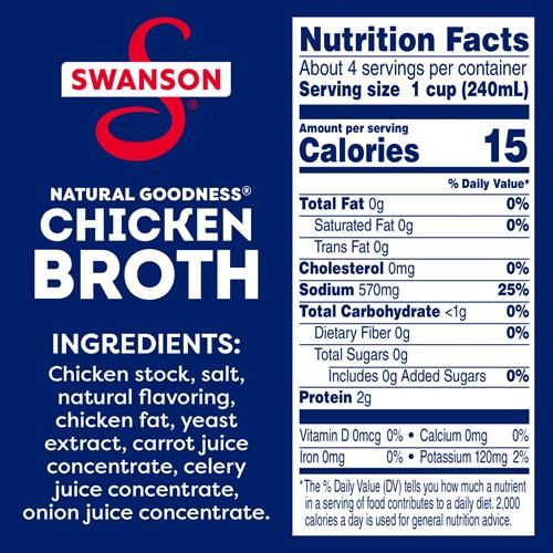 Swanson Natural Goodness Lower Sodium Chicken Broth, 32 Oz Carton