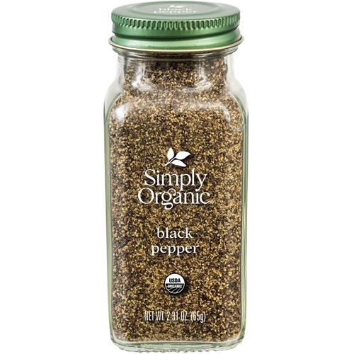 Simply Organic Ground Black Pepper, 2.31-Ounce Jar, Medium Ground Pepper, Certified Organic, Kosher, Potent Pepper Taste