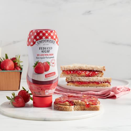 Smuckers Reduced Sugar Strawberry Squeezable Fruit Spread, 17.4 Ounce