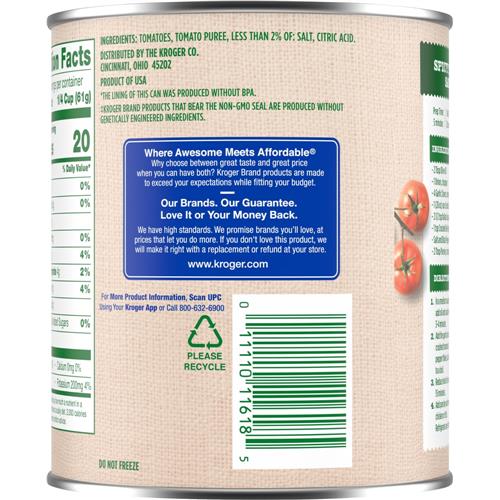 Kroger Crushed Peeled Tomatoes 28 oz