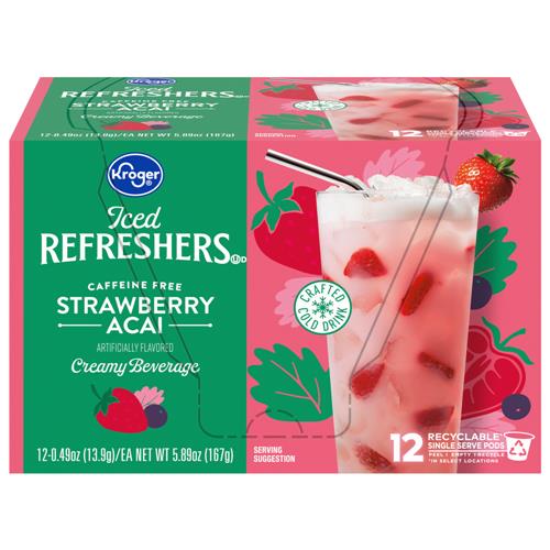 Kroger Strawberry Acai Iced Refresher Pods 12 ct