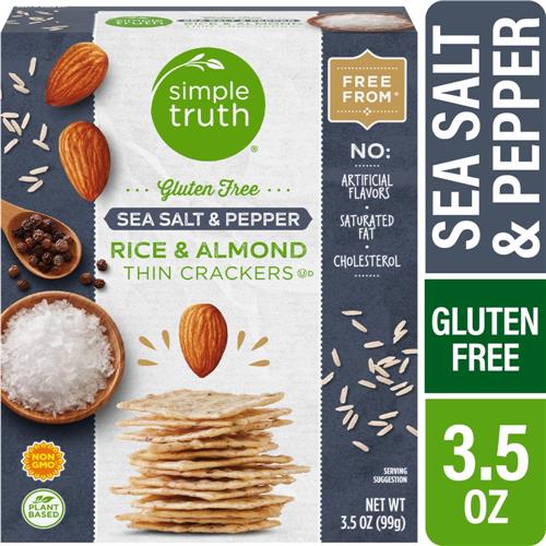 Simple Truth Gluten Free Sea Salt & Pepper Almond Crisps Crackers 3.5 oz