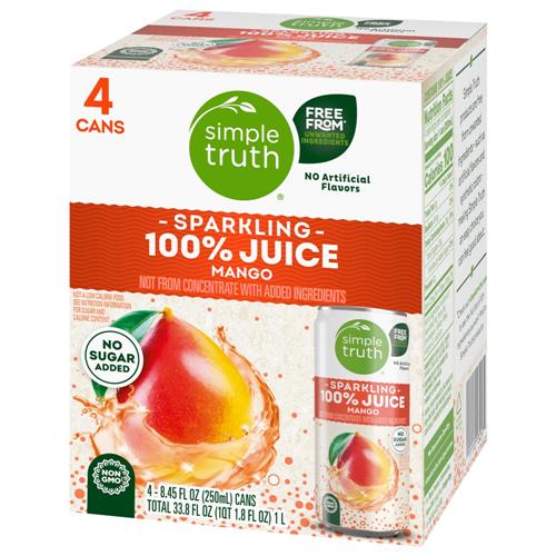 Simple Truth Sparkling 100% Mango Juice Cans 4 pk / 8.45 fl oz