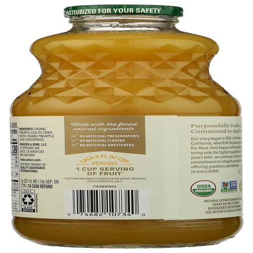 R.W. Knudsen Organic Pineapple Juice, 32 Ounces (Pacakging May Vary)